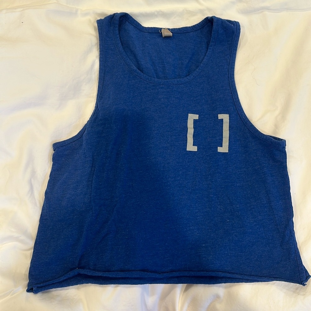 Blue Solidcore cutoff cropped tank size small